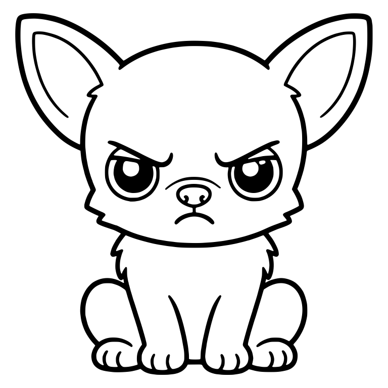 Grumpy Sitting Chihuahua Puppy With Angry Eyebrows — free animal SVG cut file