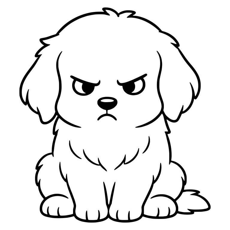 Scowling Golden Retriever Puppy Sitting Front View — free animal SVG cut file