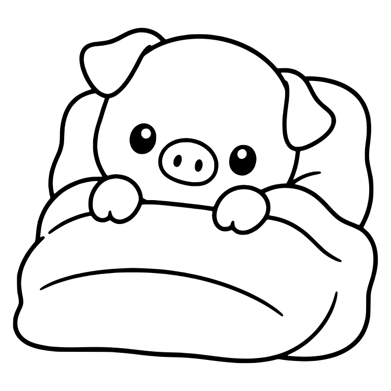 Piglet Tucked in Bed with Pillow and Blanket — free animal SVG cut file