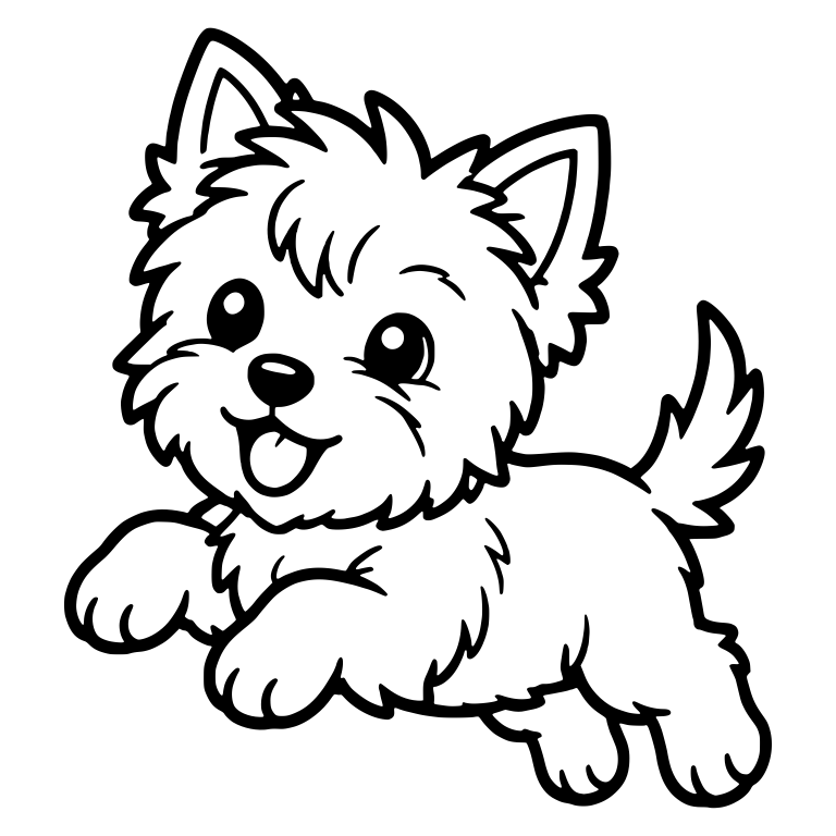 Leaping Yorkie Puppy With Open Mouth and Tail Up — free animal SVG cut file