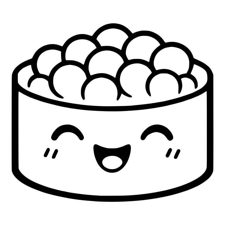 Laughing Roe Gunkan Sushi With Happy Closed Eyes — free food SVG cut file