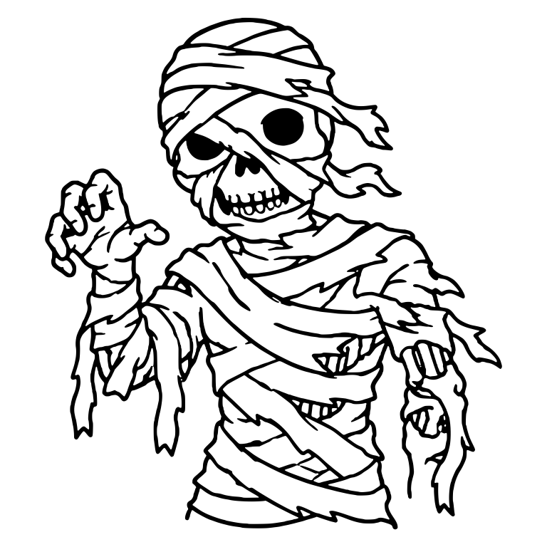 Ragged Skeleton Mummy With Raised Hand and Torn Wraps — free fantasy-creature SVG cut file