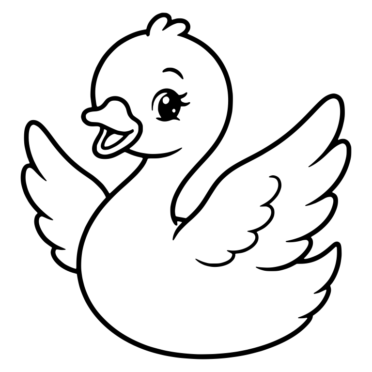 Cheerful Swan With Raised Wings and Open Beak — free animal SVG cut file