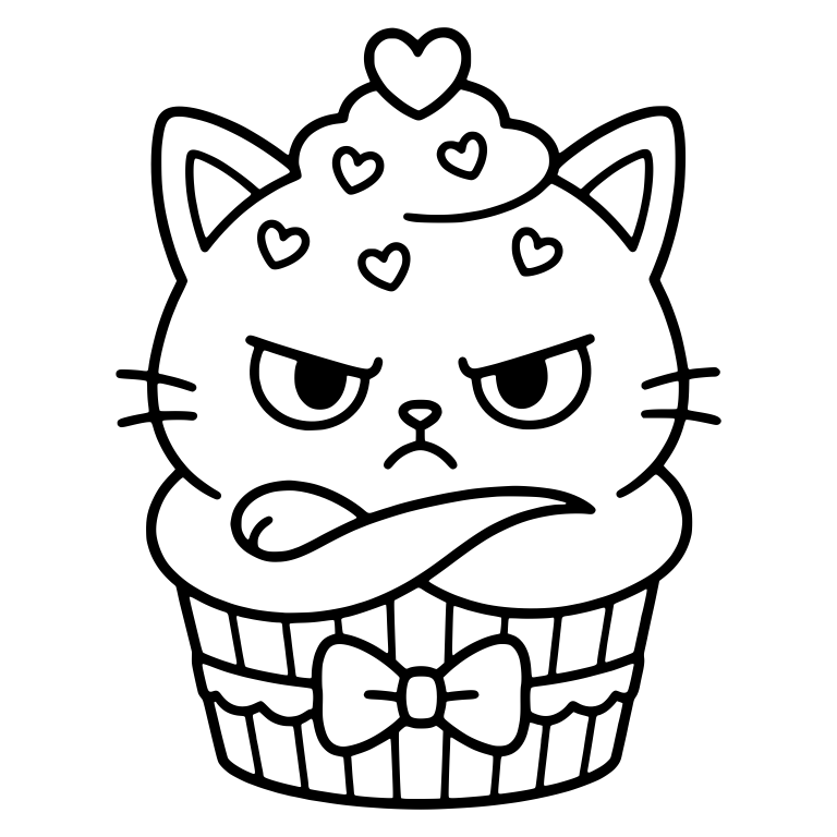 Cupcake Kitten with Hearts, Bow and Crossed Arms — free animal SVG cut file