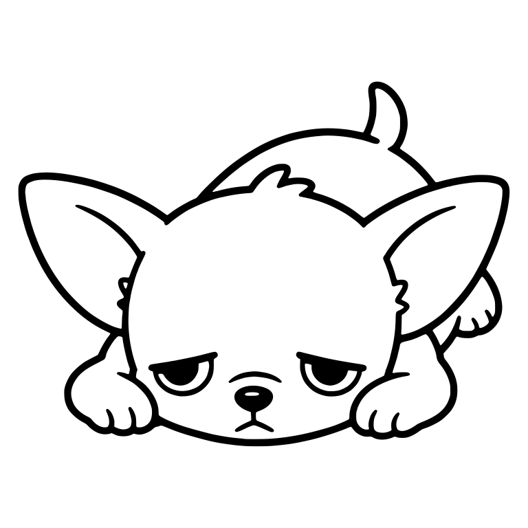 Grumpy Chihuahua Puppy Lying Flat With Sleepy Eyes — free animal SVG cut file
