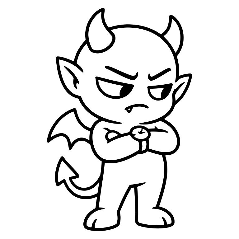 Impatient Winged Demon Arms Crossed Over Wristwatch — free fantasy-creature SVG cut file