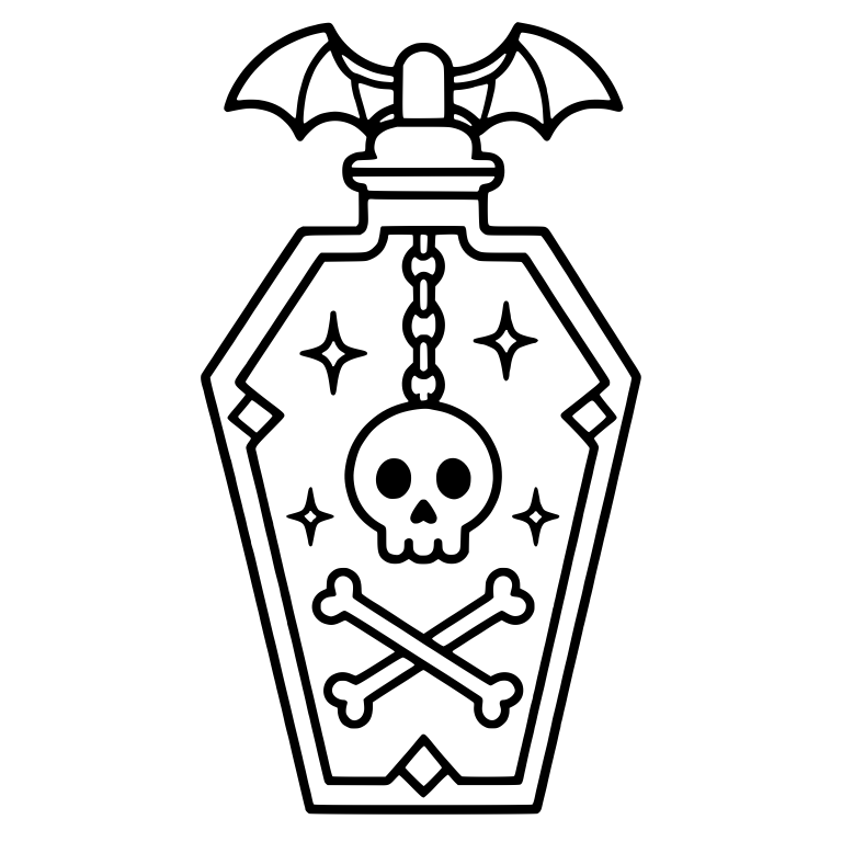 Bat-Winged Poison Bottle with Skull and Crossbones — free objects SVG cut file