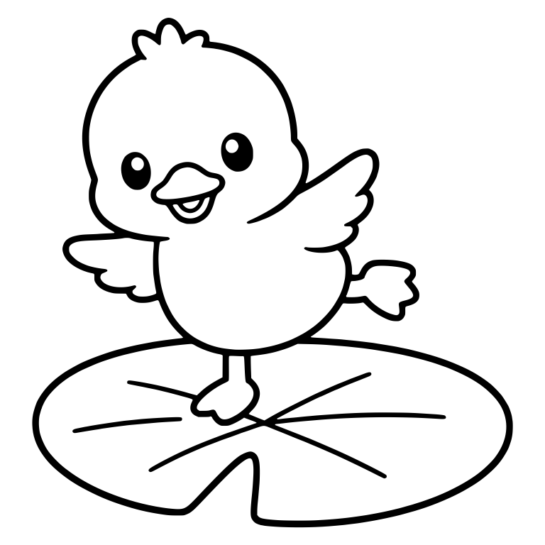 Duckling Balancing on One Foot on a Lily Pad — free animal SVG cut file