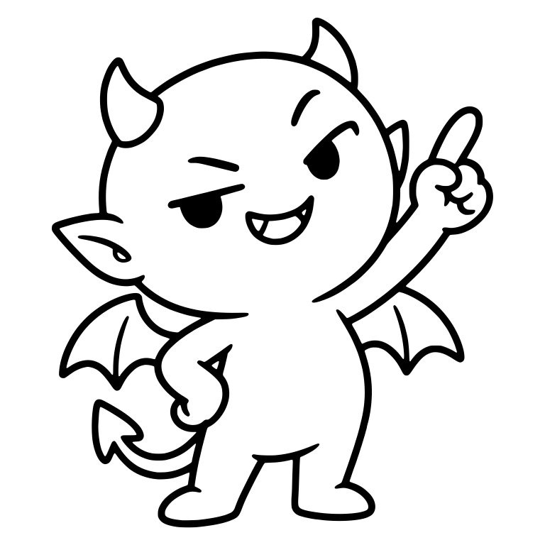 Grinning Winged Demon Pointing Up with Hand on Hip — free fantasy-creature SVG cut file