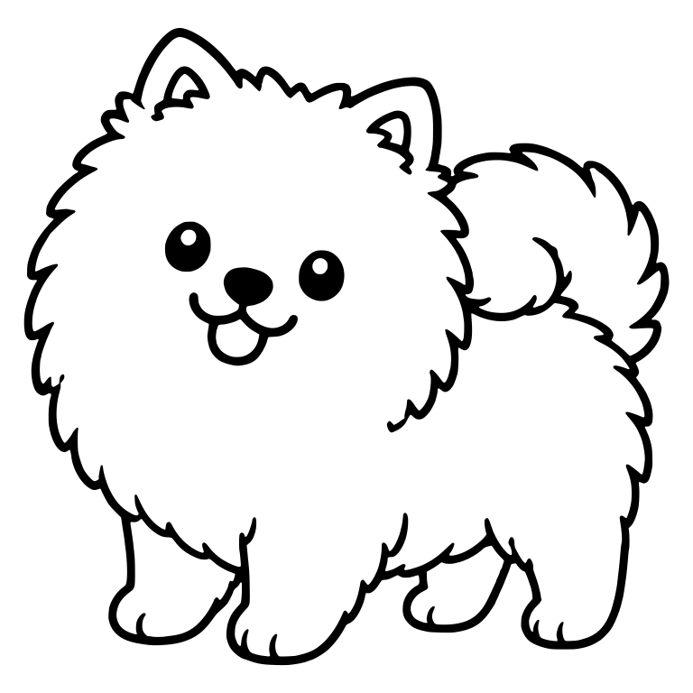 Standing Pomeranian With Swirled Tail — free animal SVG cut file