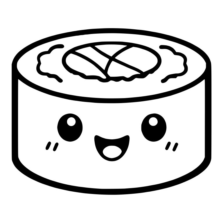 Sushi Roll With Round Fish Slice and Rice Edges — free food SVG cut file