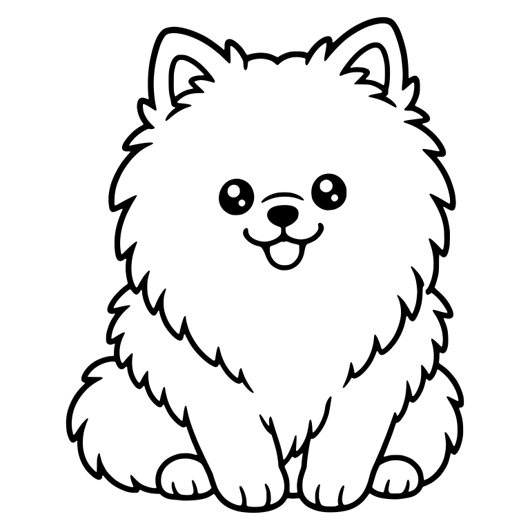 Sitting Pomeranian With Tail Peeking Out Left — free animal SVG cut file