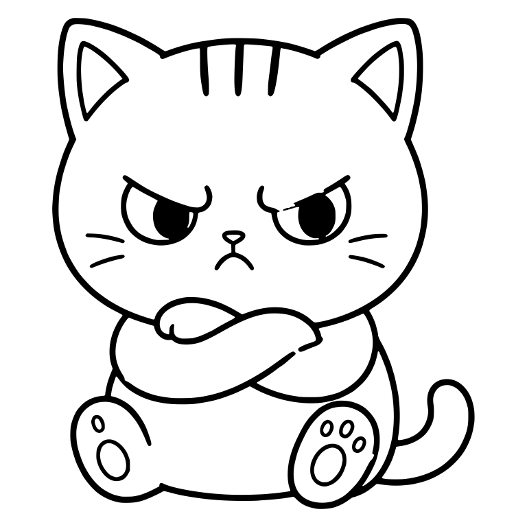 Angry Tabby Kitten With Crossed Arms And Curled Tail — free animal SVG cut file