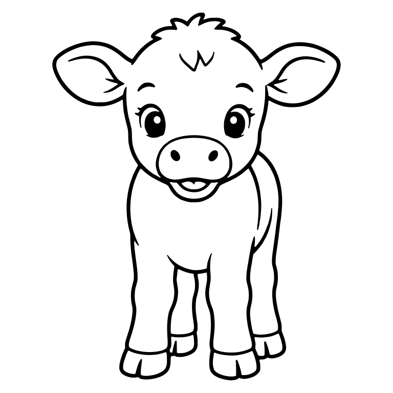 Standing Calf With Open Mouth and Forehead Tuft — free animal SVG cut file