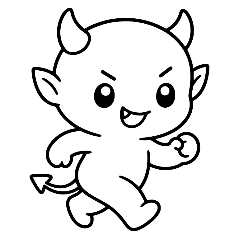 Running Little Devil with Raised Fist and Angry Brows — free fantasy-creature SVG cut file