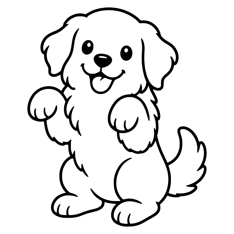 Golden Retriever Puppy Sitting Up Begging With Raised Paws — free animal SVG cut file