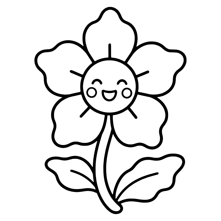 Laughing Flower With Five Wavy Petals And Rays — free floral SVG cut file