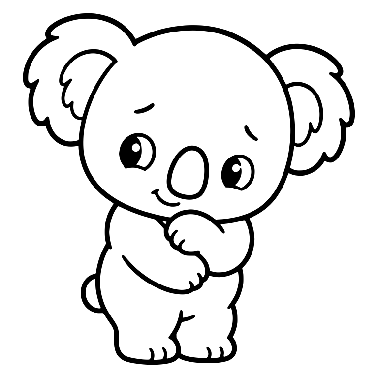 Bashful Koala Standing with Paws Clasped at Chest — free animal SVG cut file