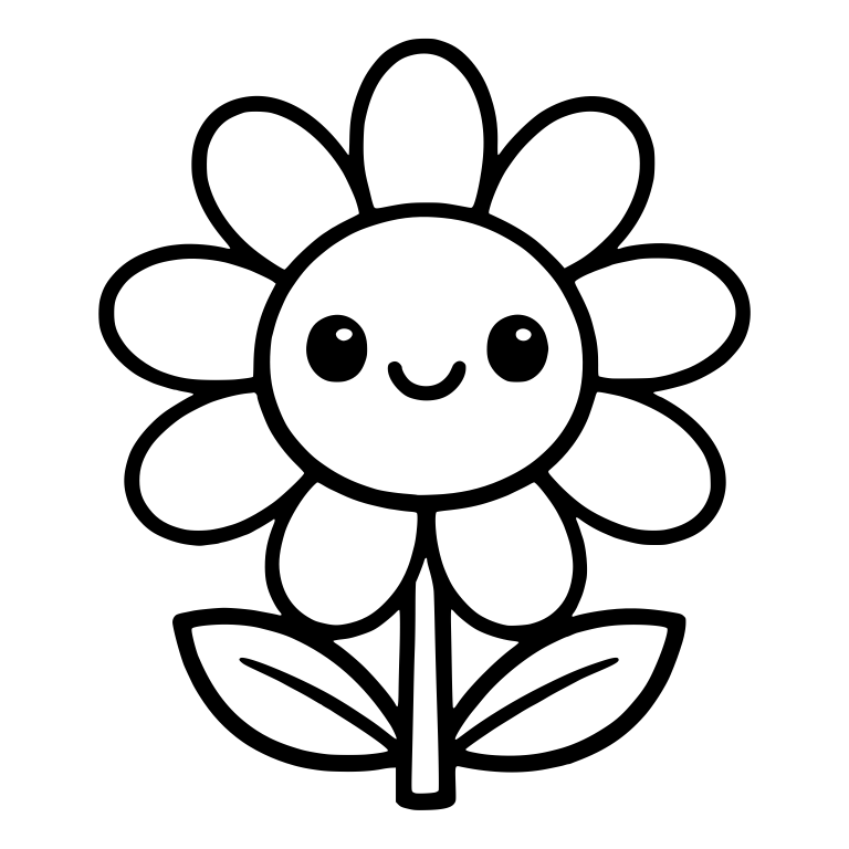 Smiling Daisy With Wide Oval Petals and Single Stem — free floral SVG cut file