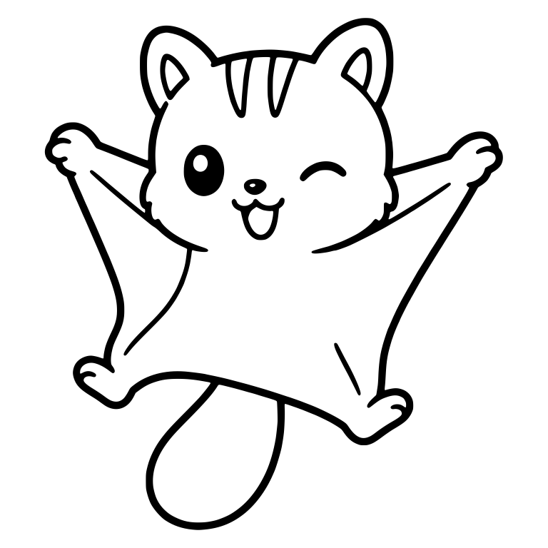 Winking Flying Squirrel With Striped Forehead — free animal SVG cut file