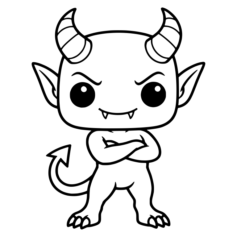 Horned Demon with Arms Crossed and Curled Tail — free fantasy-creature SVG cut file