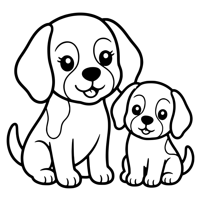 Smiling Beagle Mom and Pup Sitting Together — free animal SVG cut file