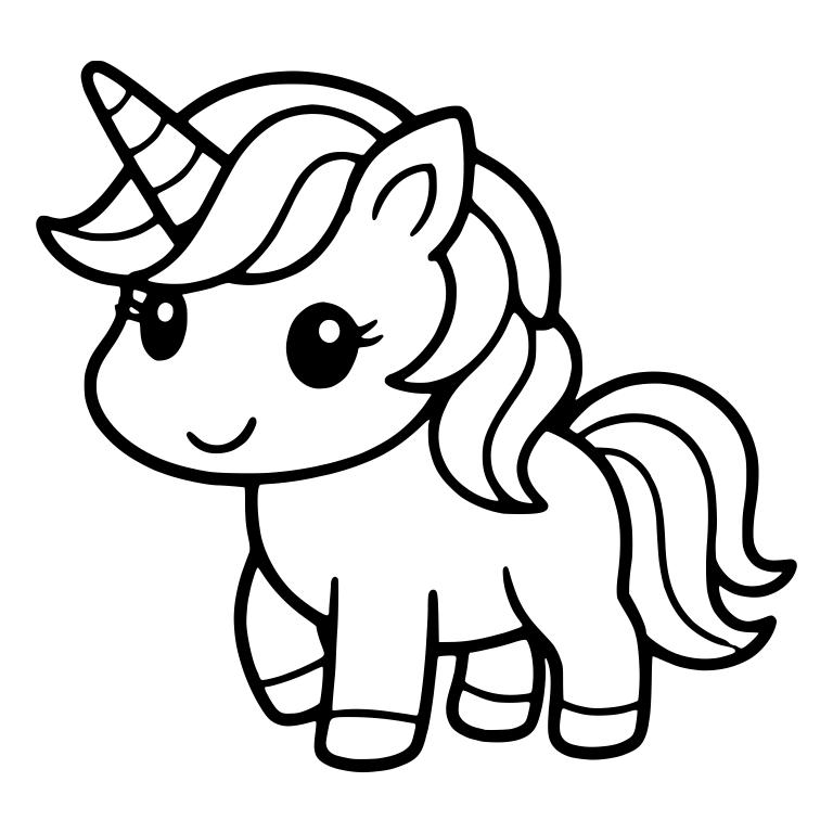 Standing Unicorn with Big Swept Forelock and Lashes — free fantasy-creature SVG cut file