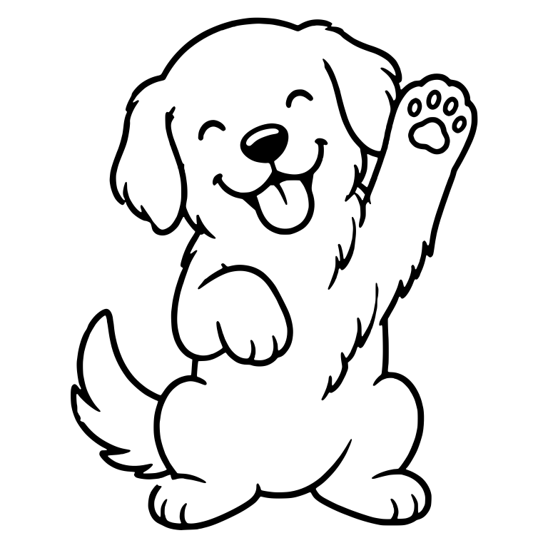 Golden Retriever Puppy Sitting Up and Waving High — free animal SVG cut file