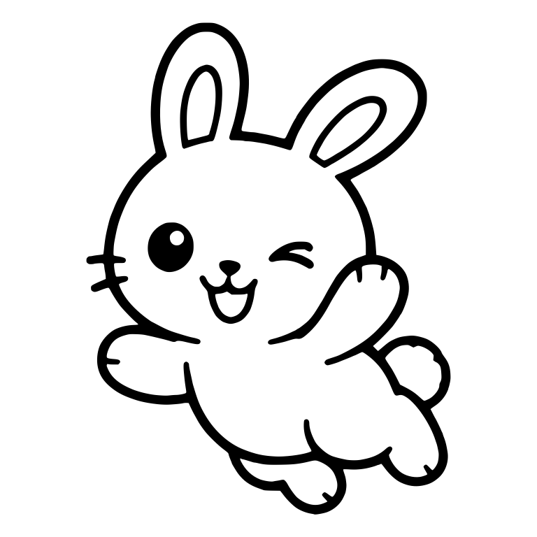 Winking Bunny In A Flying Leap With Cheek Whiskers — free animal SVG cut file