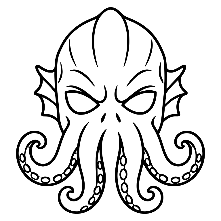 Cthulhu Tentacle Monster With Side Fins and Suction Cups — free fantasy-creature SVG cut file