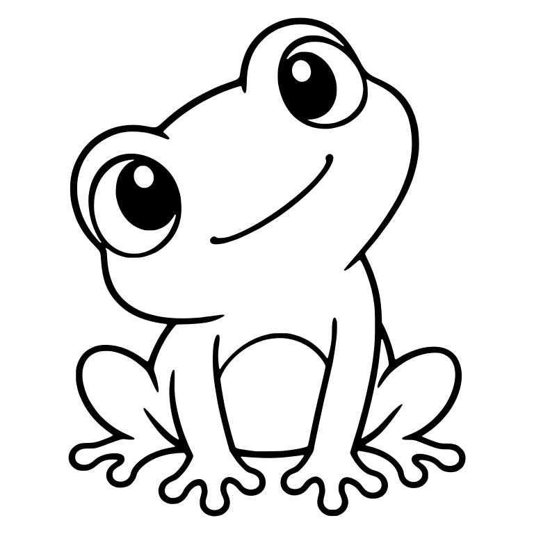 Curious Chibi Frog Sitting with Head Tilted — free animal SVG cut file
