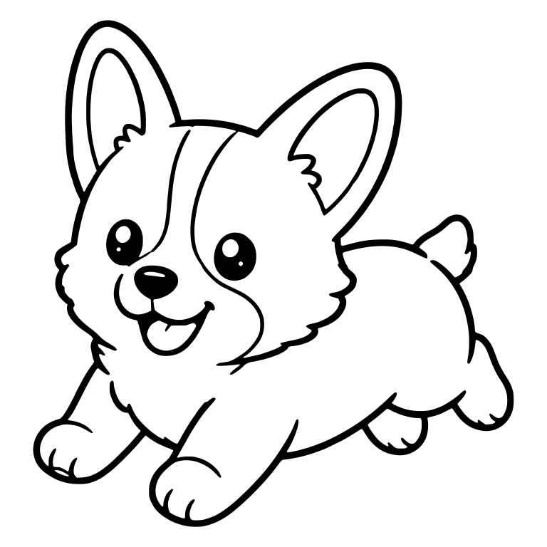 Running Corgi Puppy Bounding Toward the Viewer — free animal SVG cut file