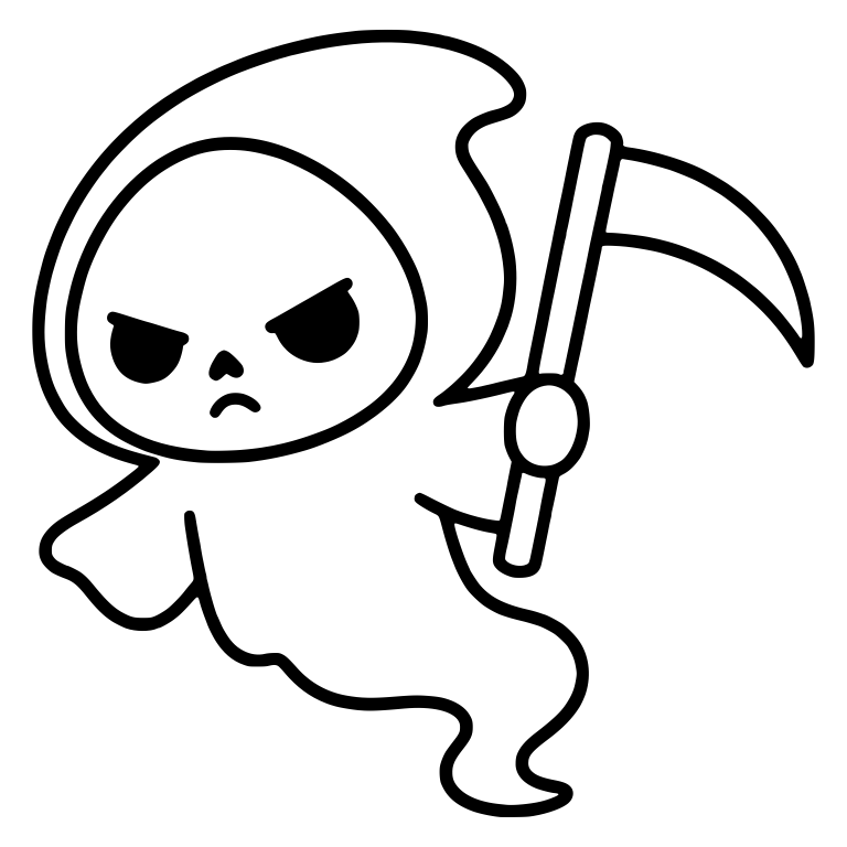 Scowling Grim Reaper Floating With Scythe — free characters SVG cut file