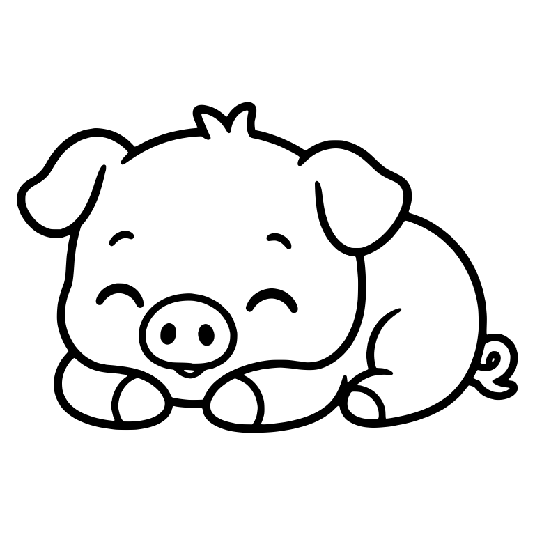 Happy Piglet Lying Down With Closed Eyes — free animal SVG cut file