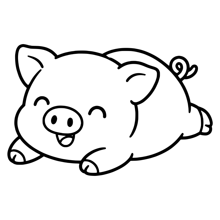 Laughing Piglet Lying on Its Belly — free animal SVG cut file