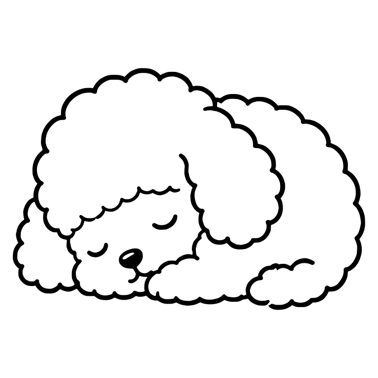 Sleeping Curly Toy Poodle Curled Up on Its Side — free animal SVG cut file