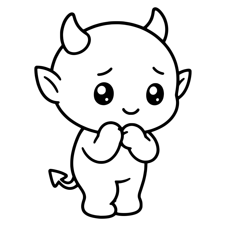 Gentle Little Devil with Pointed Ears and Hands at Chest — free fantasy-creature SVG cut file