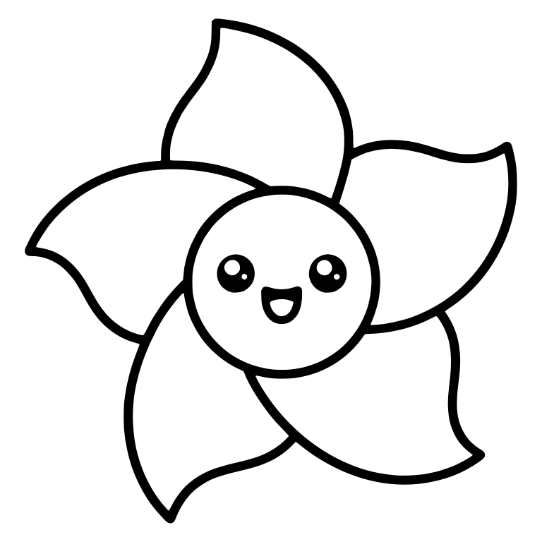 Five Pointed Petal Swirl Flower With Smiling Face — free floral SVG cut file