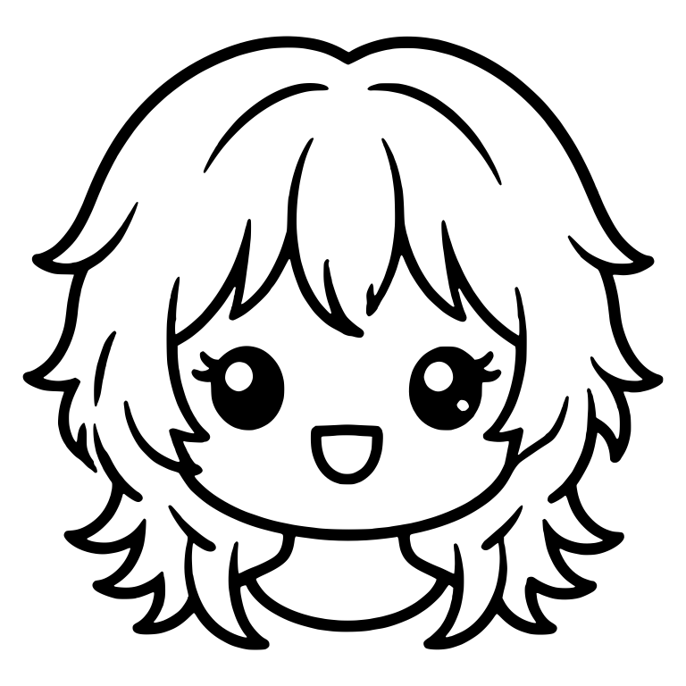 Shaggy Layered Girl With Wispy Bangs And Open Smile — free characters SVG cut file