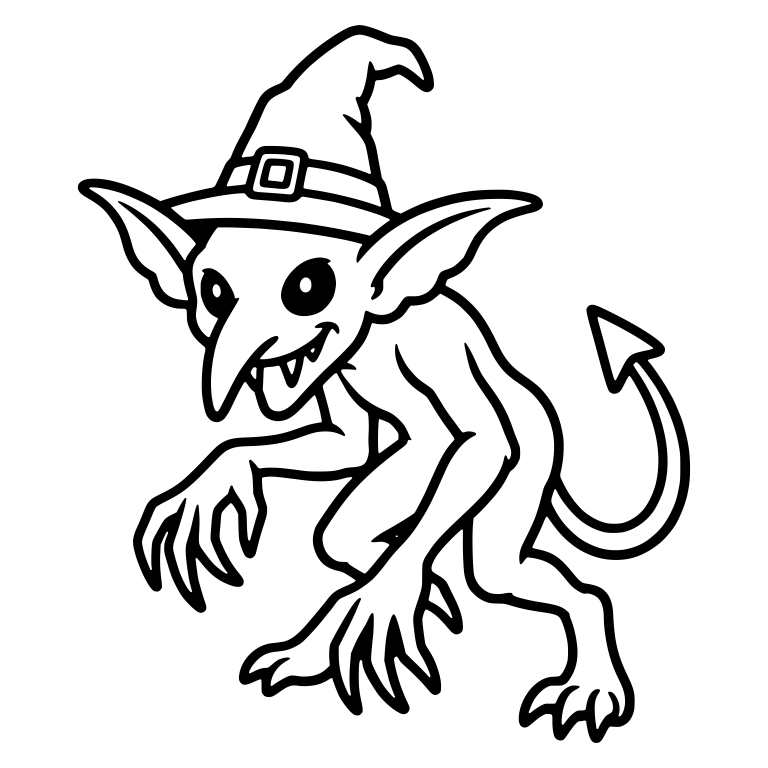 Creeping Goblin in a Buckled Witch Hat — free fantasy-creature SVG cut file
