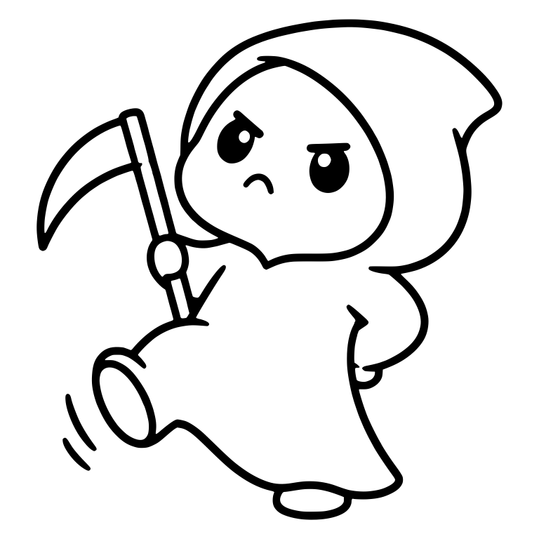 Stubborn Grim Reaper Marching With Scythe And Hand On Hip — free characters SVG cut file