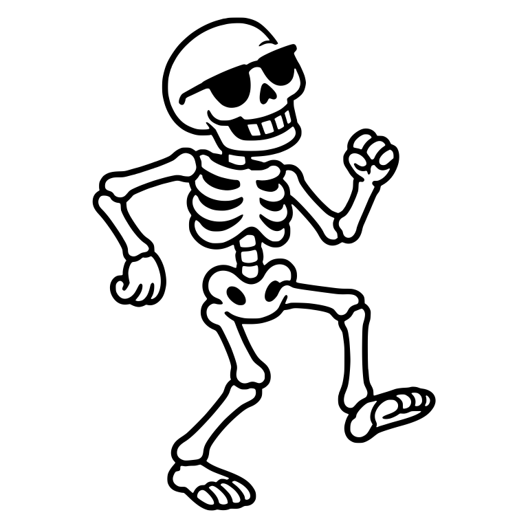 Retro Skeleton in Sunglasses Strutting With Raised Fist — free skeleton SVG cut file