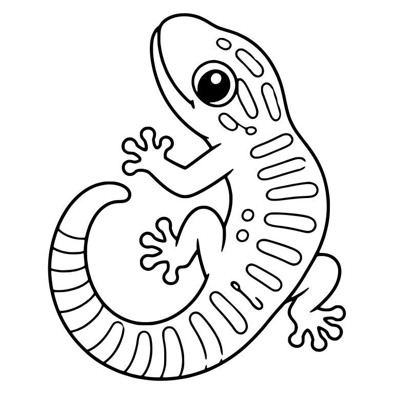 Curled Gecko with Oval Back Stripes and Banded Tail — free animal SVG cut file