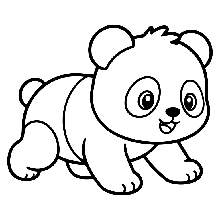Crawling Panda Cub With Hair Tuft and Open Smile — free animal SVG cut file