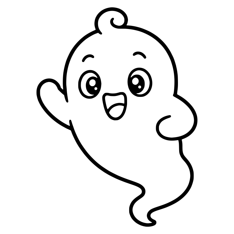 Excited Waving Ghost with Head Curl — free fantasy-creature SVG cut file
