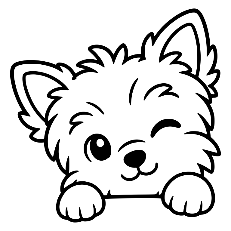 Peeking Yorkie Puppy Winking Over a Ledge — free animal SVG cut file