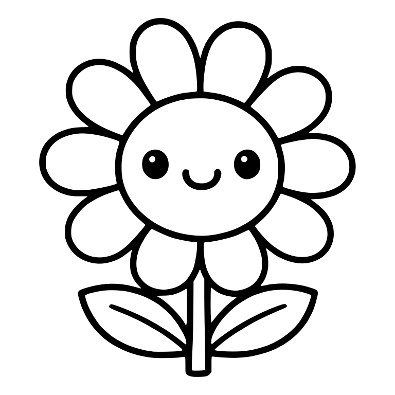 Smiling Daisy With Ten Plain Rounded Petals — free floral SVG cut file