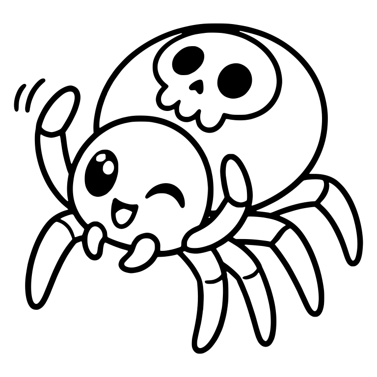 Winking Spider Waving One Leg with Skull on Body — free insect SVG cut file
