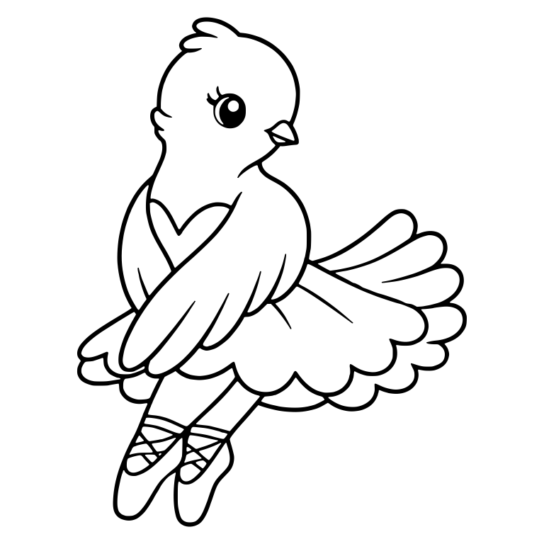 Ballet Bird in Tilted Pose with Tutu and Ribbon Shoes — free animal SVG cut file
