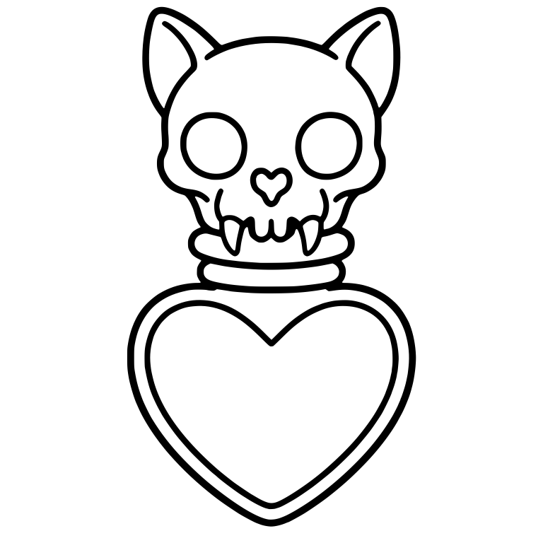 Heart Potion Bottle With Fanged Skull Stopper — free objects SVG cut file